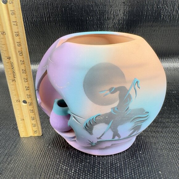 J Vincent Studios Art Pottery Southwest Cut Out Vase Vessel Decorative Signed - Picture 2 of 12